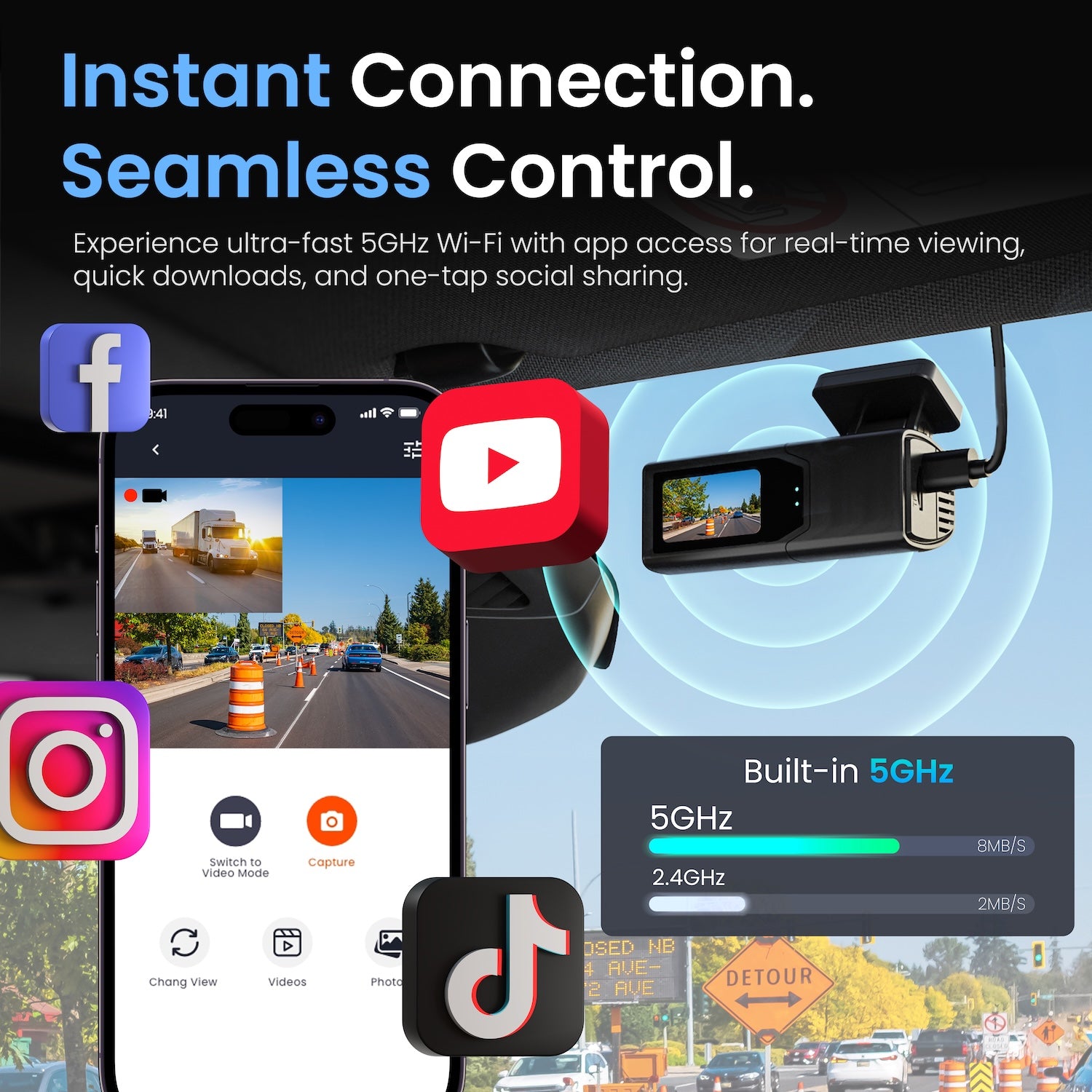 Rexing – SC4KS Ultra HD Car Dash Cam with Wi-Fi Bundle