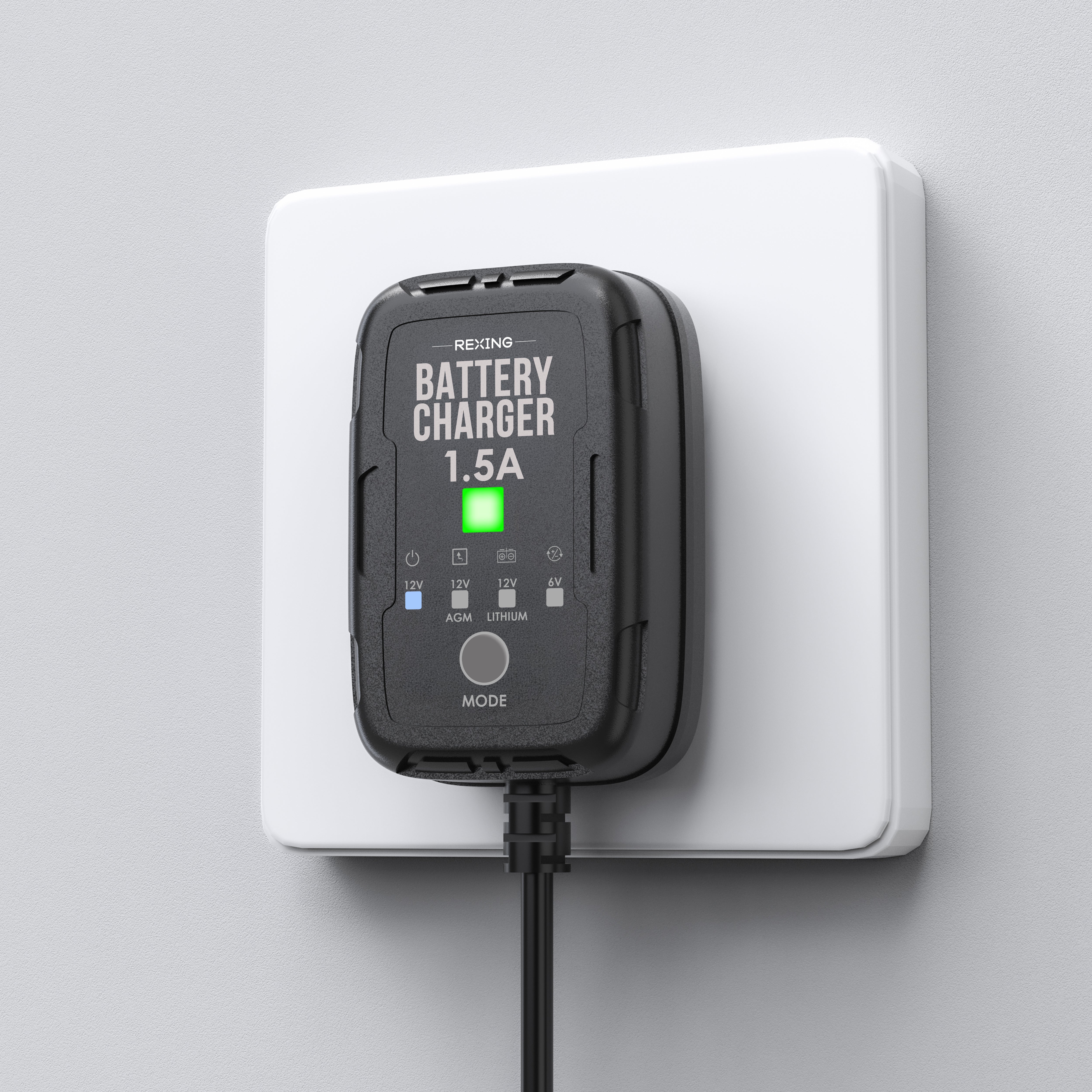 Rexing Master 1.5A Smart Battery Charger 6V 12V Automatic Trickle Charger and Maintainer with Multi Protection and Temperature Control for Lead Acid AGM Gel SLA and Lithium Batteries