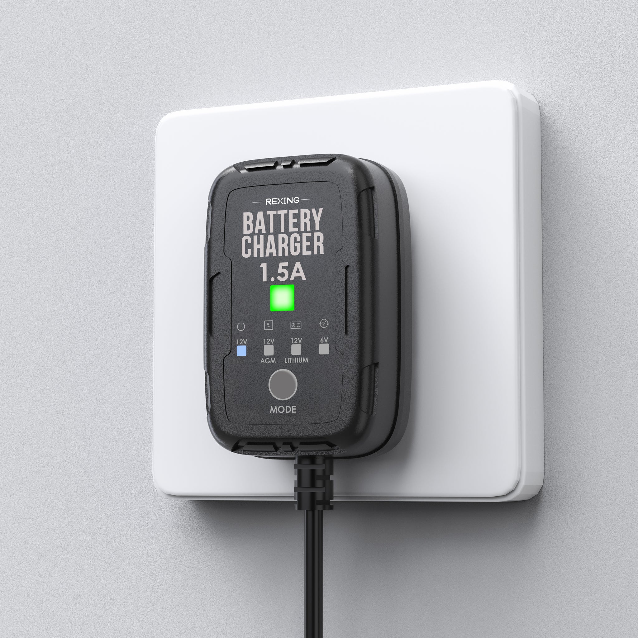 Rexing Master 1.5A Smart Battery Charger 6V 12V Automatic Trickle Charger and Maintainer with Multi Protection and Temperature Control for Lead Acid AGM Gel SLA and Lithium Batteries