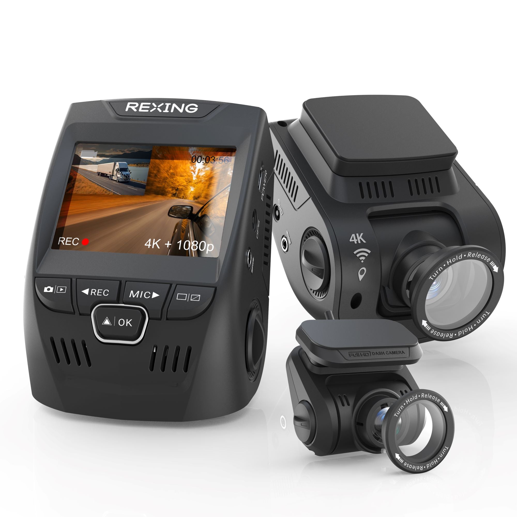 Rexing V1P SE — 4K Dual Dash Cam with GPS & CPL Filters