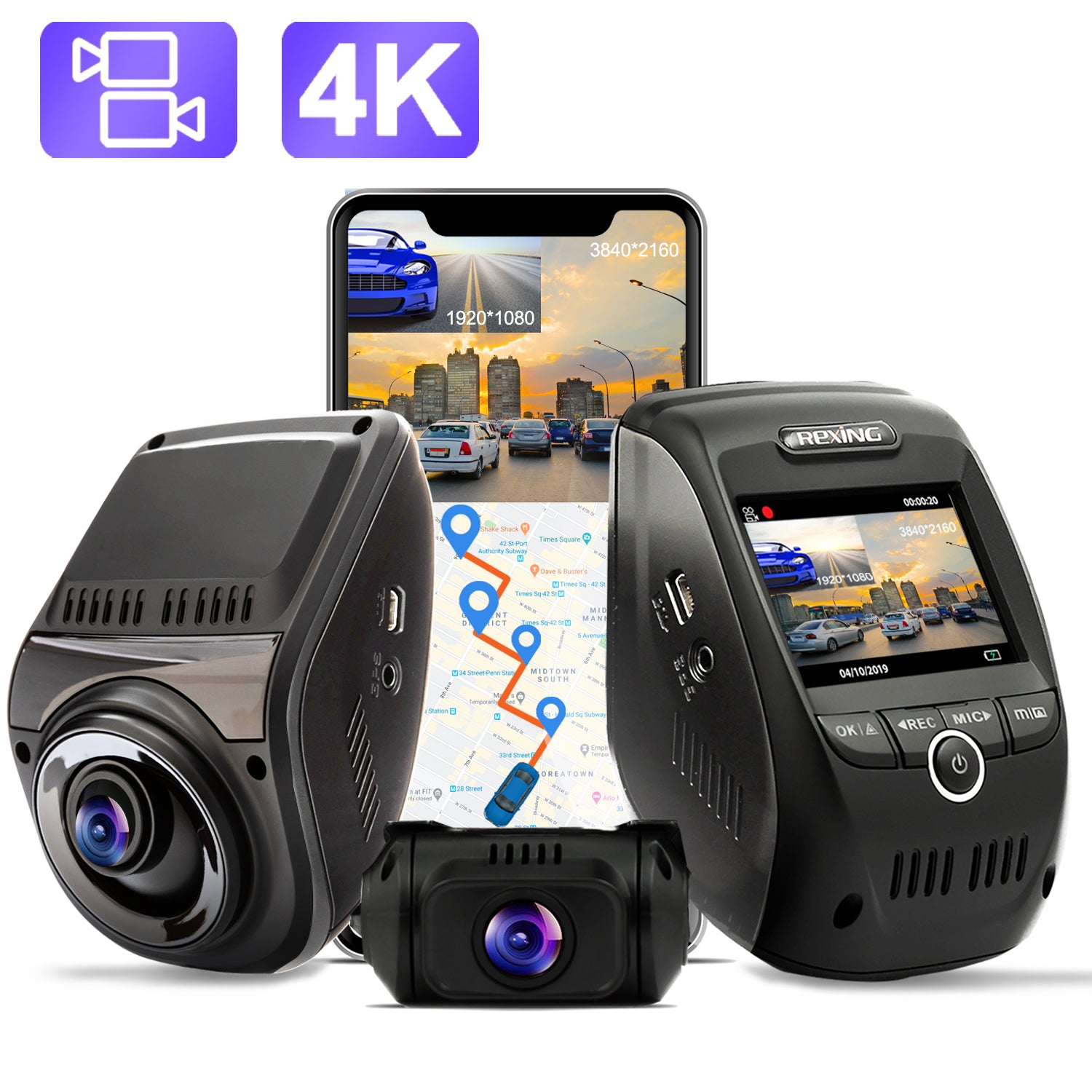 Rexing V1P Max 4K Dual Channel Dash Cam