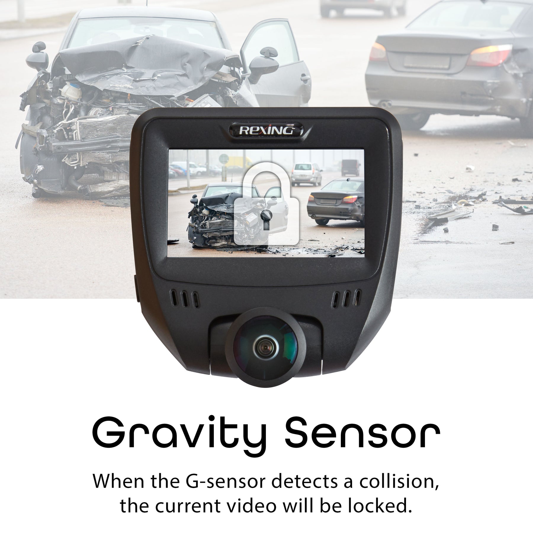 Rexing V360 Dual Channel Dashboard Camera Recorder Car Dash Cam avec caméra arrière