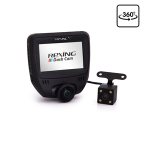 Rexing V360 Dual Channel Dashboard Camera Recorder Car Dash Cam avec caméra arrière