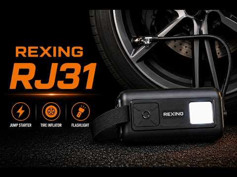 Rexing 3-in-1 Jump Starter, Tire Inflator & Air Blower, 1500A Peak 12V Car Battery Booster for 6L Gas/3L Diesel Engines with 150 PSI Air Compressor, LED Flashlight, 12000mAh Portable Power Bank
