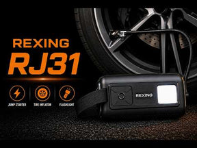 Rexing 3-in-1 Jump Starter, Tire Inflator & Air Blower, 1500A Peak 12V Car Battery Booster for 6L Gas/3L Diesel Engines with 150 PSI Air Compressor, LED Flashlight, 12000mAh Portable Power Bank