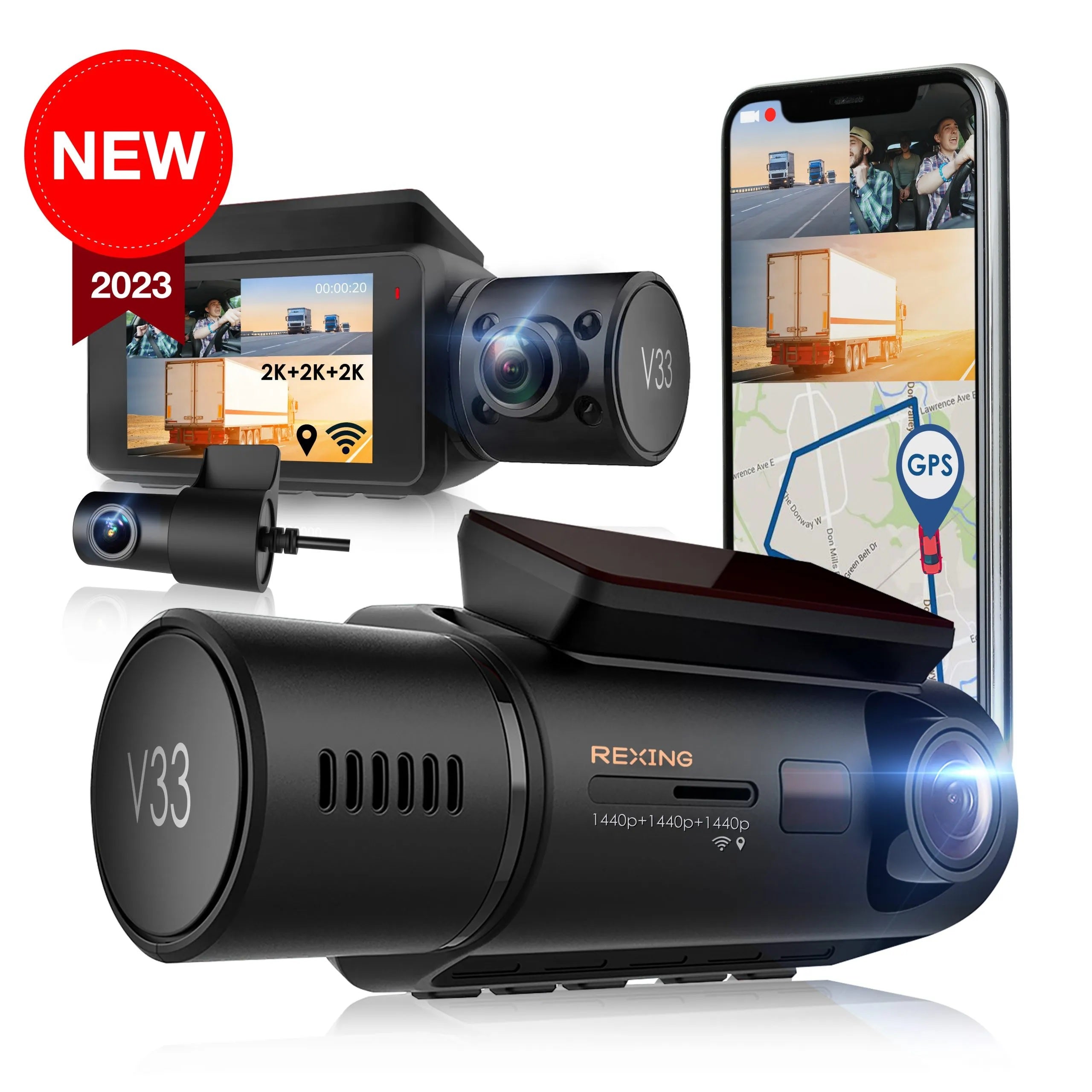 Rexing V33 3-Channel 1440p Dash Cam
